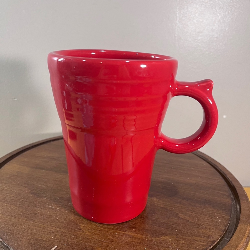 Fiesta Bistro Latte Mug HLC USA Scarlet Red Ceramic Vtg Style Ring Handle 18oz